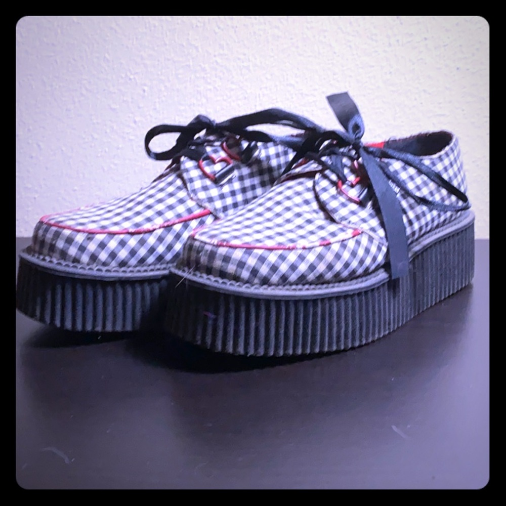 T.U.K. Black and White Gingham shoes